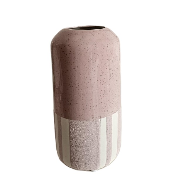 Vase Blumenvase Keramik Rosa Rosenholz Rund HöHe 18Cm Formano Trend-image