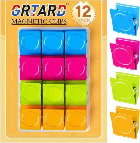12 Pack Magnetic Clips Heavy Duty, Refrigerator Magnets 12Pack, Colorful - Picture 1 of 7