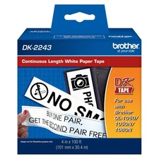 Brother Brother Genuine DK-2243 Continuous Length Black on White Paper Tape for