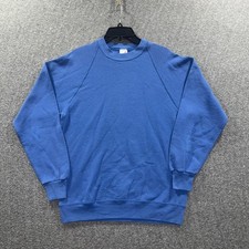 Vintage Jerzees Sweatshirt Mens Large Blue Crewneck Raglan Made in USA Blank 90s