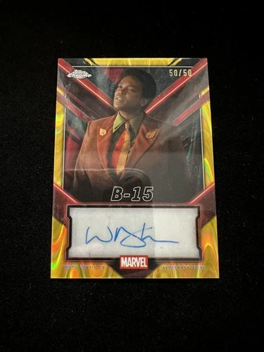 2025 Topps Chrome Marvel Deadpool Wunmi Mosaku as B-15 Gold Auto 50/50 W160