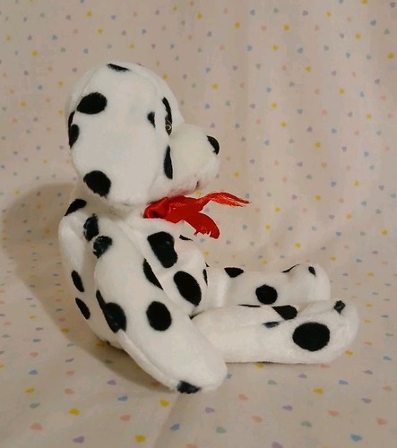Dalmatian Black White Spotted Puppy Dog Stuffed Animal Beanbag Plush Toy 7" - Picture 3 of 6
