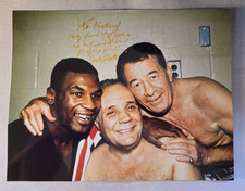 Jake LaMotta Signed Photo “Raging Bull” w/ Mike Tyson & Rocky Graziano – Vintage