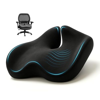  Ergonomic Seat Cushion for Sciatica & Tailbone Pain Relief   Extra Large Black