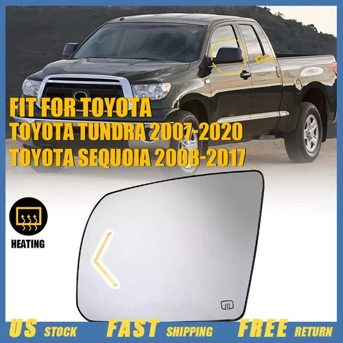 Driver Side Mirror Glass with Heated Turn Signal for Toyota Tundra 2007-2020