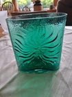Blenko Green Sunray Textured Glass Vase 8in Tall x 6in Wide Decorative Accent
