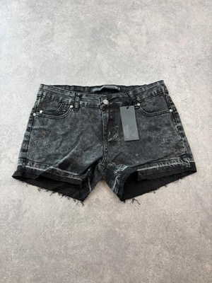 Criminal Damage Hot Pants Damen Large Deadstock Denim Raw Hem Emo Punk Goth