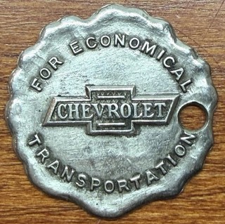 CHEVROLET MOTOR CO Janesville WI Employee Badge ECONOMICAL TRANSPORTATION c1920s