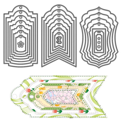 Nesting Labels Tags Metal Cutting Dies Paper Cuts DIY Stencil Scrapbooking Craft
