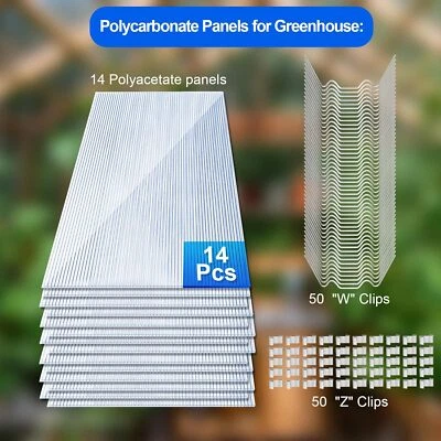 BEST-HOME-GARDEN 14 Pack Clear Polycarbonate Roofing Sheets 4mm Twinwall Panels Greenhouse 700g/㎡