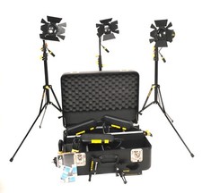 Dedolight DLH4 3 Point Lighting Kit 3x heads 3x dimmers and 3x Stands (1398BL)