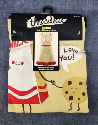 Threadless Cookie Loves Milk BBQ Cooking Kitchen Apron Ruffled Jess Fink mAAF