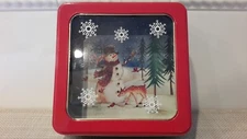 Rite Aid Home For The Holidays Christmas Square Tin With Window Snowman Tree
