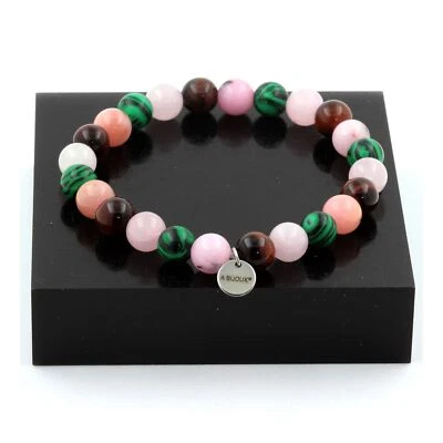 Armband Perlen Opal Rosa + Tigerauge Rot +Rosenquarz+ Made IN Fr - Bild 1 von 4