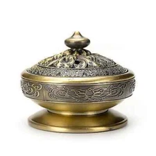Metal Incense Burner Alloy Coil Censer Buddha  Base Sandalwood Metal Crafts