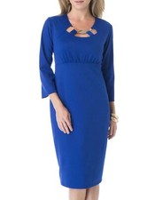 Roaman's Plus Size Dark Sapphire 3/4  Sleeve Cutout Dress Size 24W 