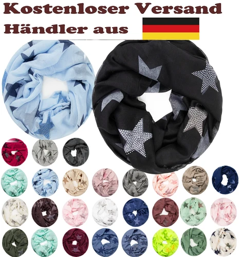 Glamexx24 Damenschal Rund Schlauschal Loopschal Schal glitzer Sterne Muster
