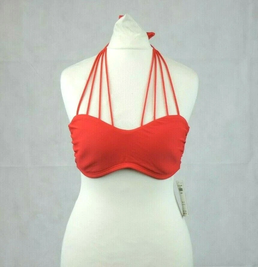 Hollister Red Halter Neck Spaghetti Strap Bikini Top Size M rrp