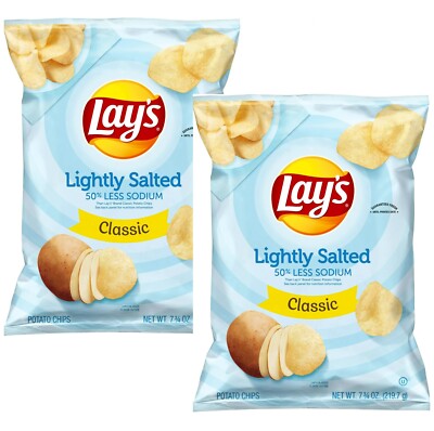 Lay's Potato Chips LIGHTLY SALTED Classic Flavor, 7.75 oz 2 Bags