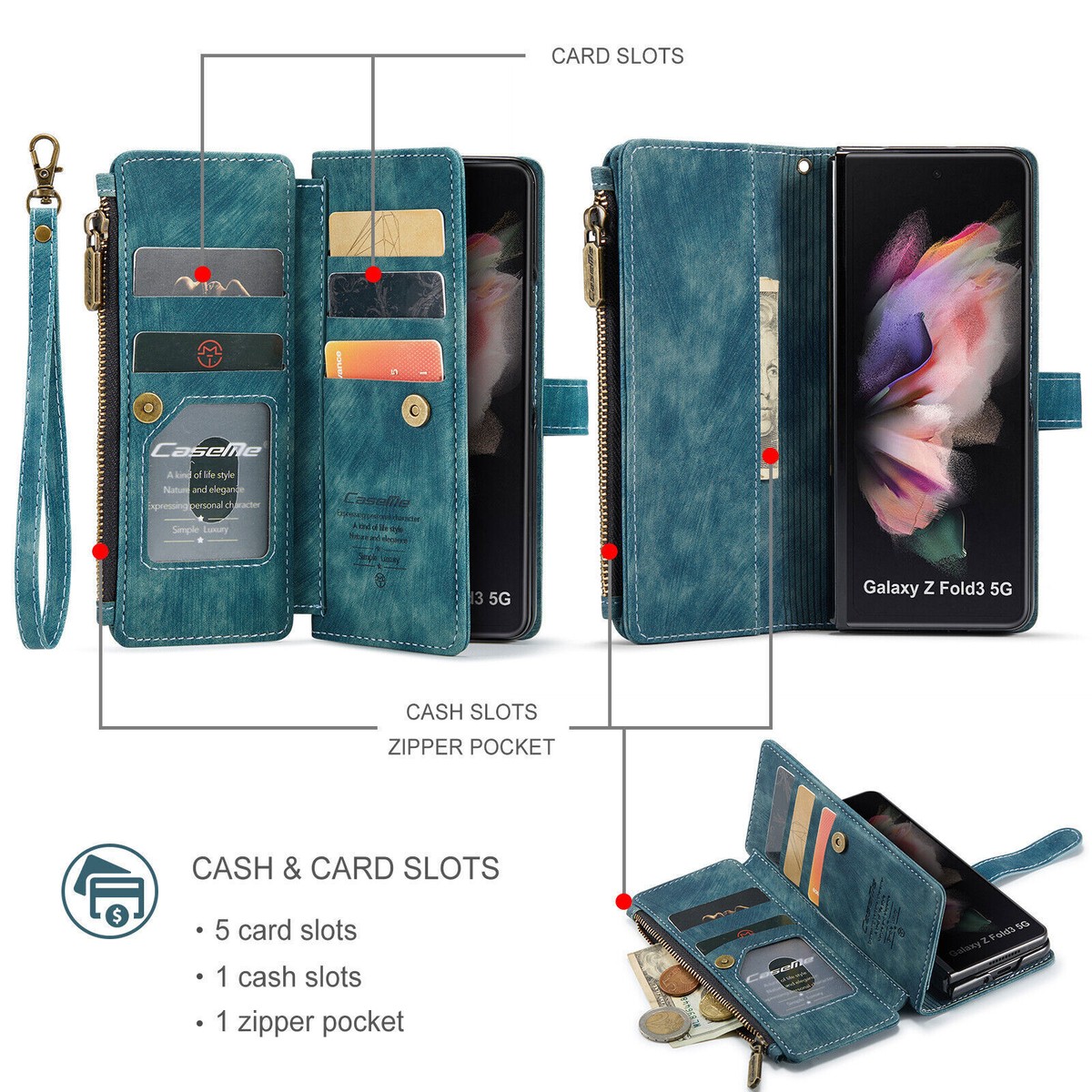 For Samsung Galaxy Z Fold 8 Ultra 7 6 5 Magnetic Leather Zipper