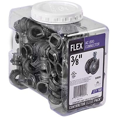 Halex, 3/8 in. Flexible Metal Conduit (FMC) AC Conduit Connector , 05803B, 100
