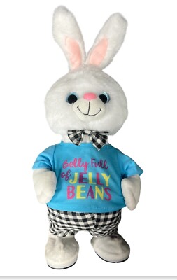 Gemmy Animated Easter Belly Shaking Bunny 18'' Dancing Plush Tootsie Roll Music