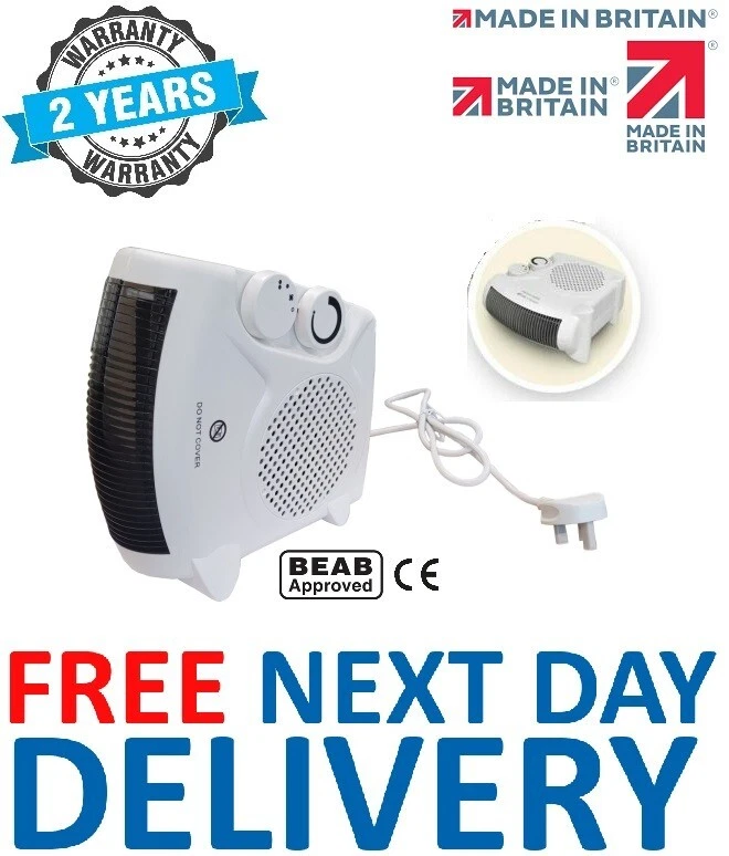 2 in 1 Fan Heater 2KW 2000W Small Portable Electric Hot Warm Air  Upright/Flat | eBay