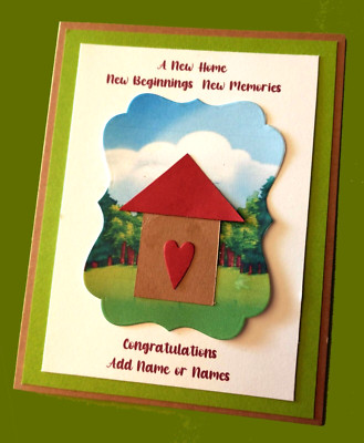New Home Handmade Card with Personalized Name or Names comes with Inside Verse