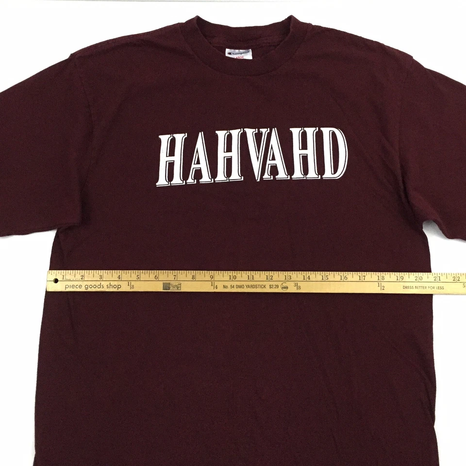 Vtg Champion Hahvahd Harvard University T-Shirt Spell Out Script Big Logo Tee L - Image 4 of 4