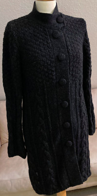 Via Appia stylish ladies cardigan dress 38 gray button placket cable pattern new