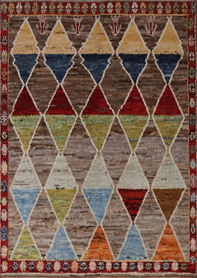 Luxury Hand-Knotted Contemporary Moroccan Wool Area Rugs 6x8 ft