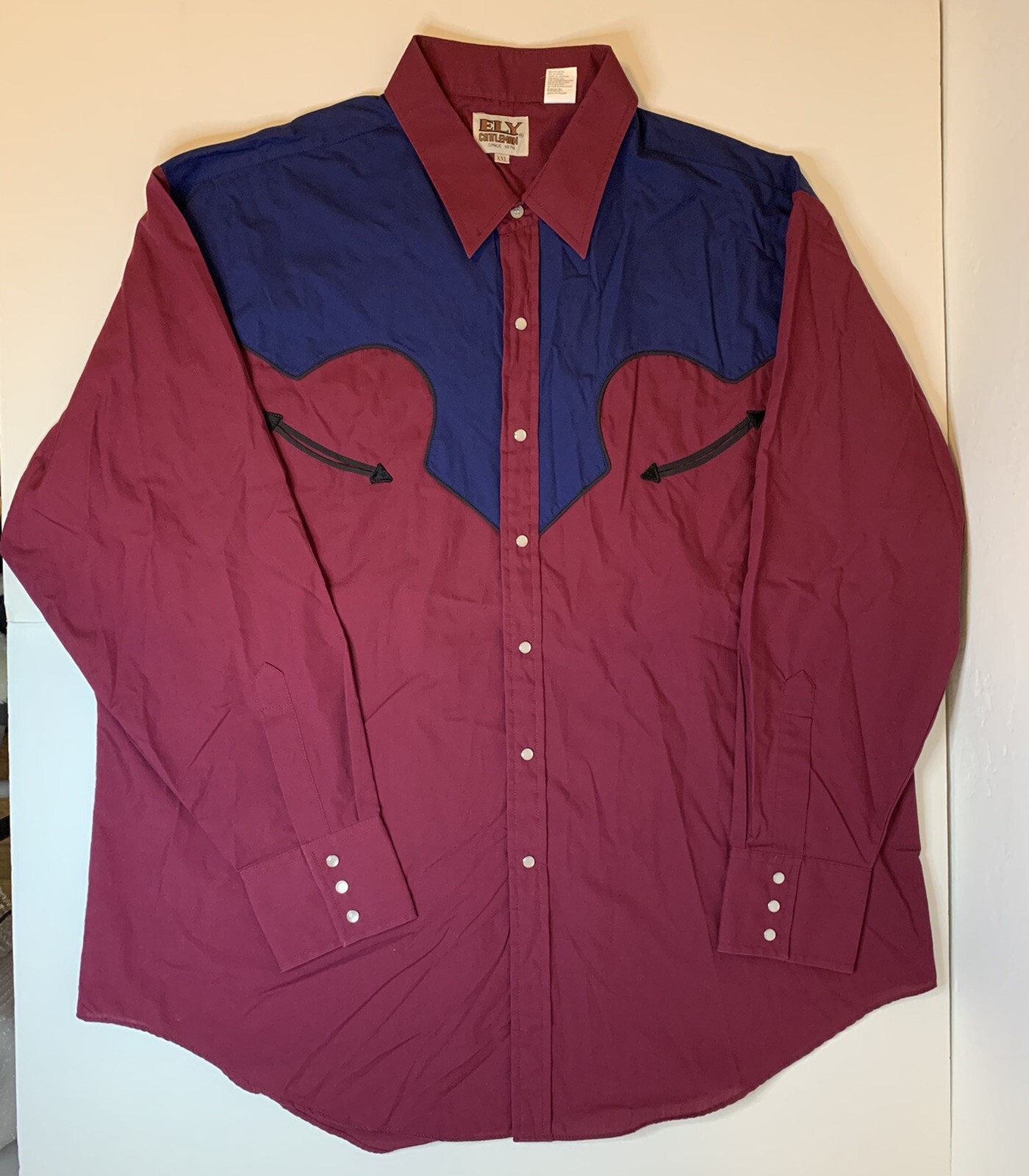 Vtg Ely Cattleman XXL Western Shirt Pearl Snap Embro… Gem