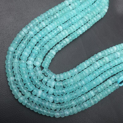 AAA Aqua Chalcedony Beads Inch Strand MM Beads Faceted Rondelle Shape  Beads