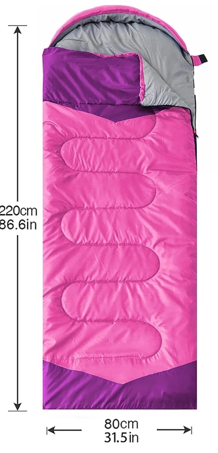 Camping Sleeping Bag - 3 Season Warm & Cool Weather - 31.5in x 86.6" Pink
