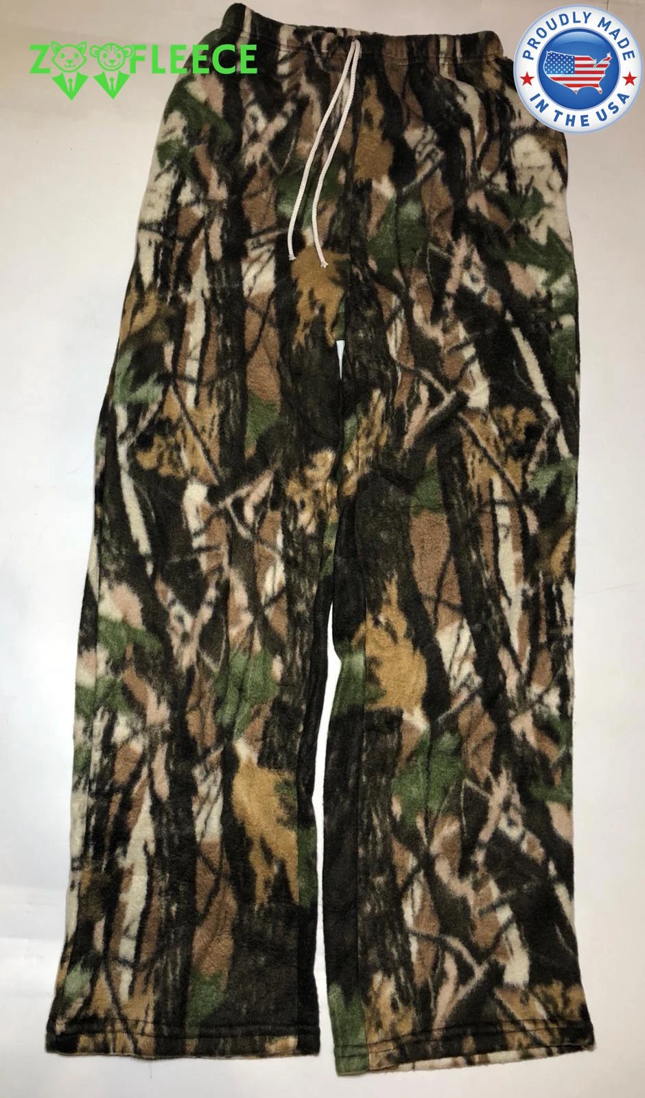 ZooFleece Camo Pants Fish Hike Hunt Green Tree Camouflage Unisex Bottoms M-3X