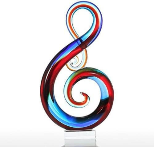 Multicolorrts Music Note Glass Sculpture Home Decor Ornament Gift Craft Decorati - Picture 1 of 8