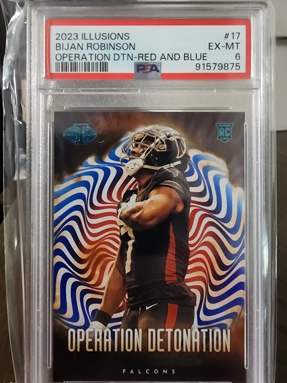 Bijan Robinson Panini Illusions Operation Detonation #17 Red and Blue