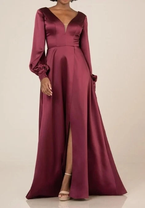 sachin and babi light blue dress LONG SLEEVE Black Bridesmaid Dresses That Are Stylish + Chic main image 0