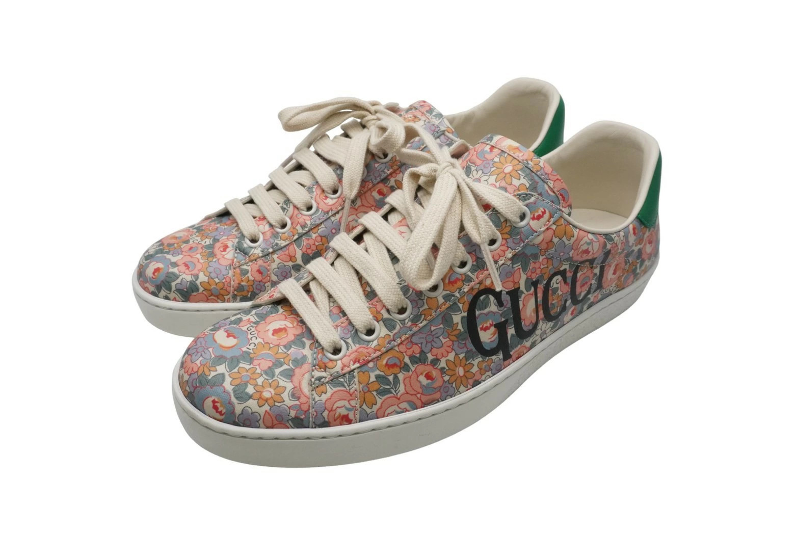 GUCCI Ace Floral Sneakers Multicolor Logo Flower Shoes Leather 636357 Size 6 523 thumbnail 2