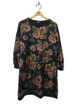 FLORAL Navy tunic sweater dress size large long sleeve pockets