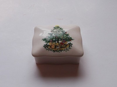 Vintage Spode Christmas Tree Trinket Box Ceramic Palissey England Royal