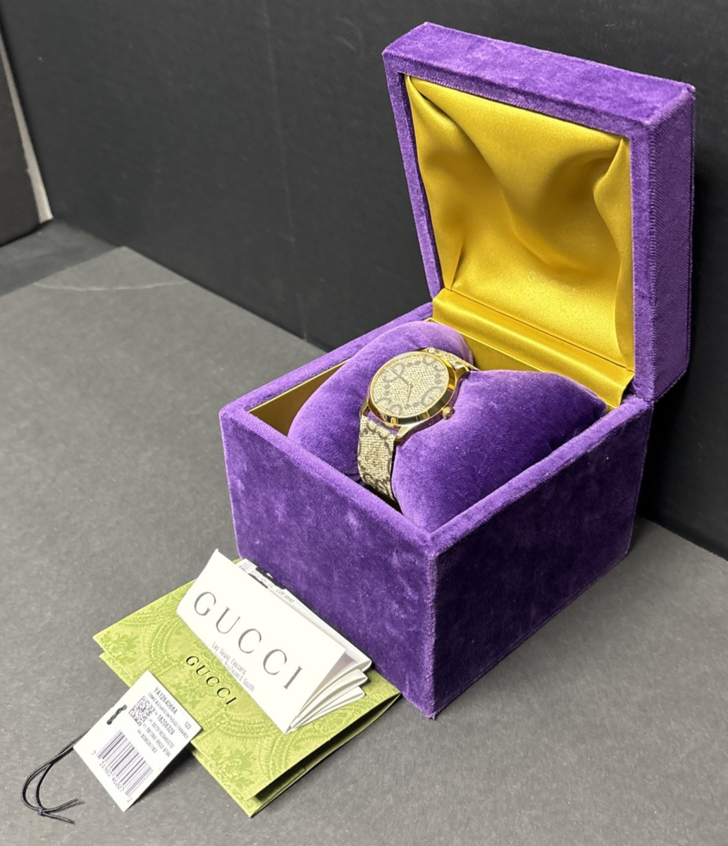 Gucci 38mm G-Timeless GG Supreme Bee Quartz Watch Stainless Steel