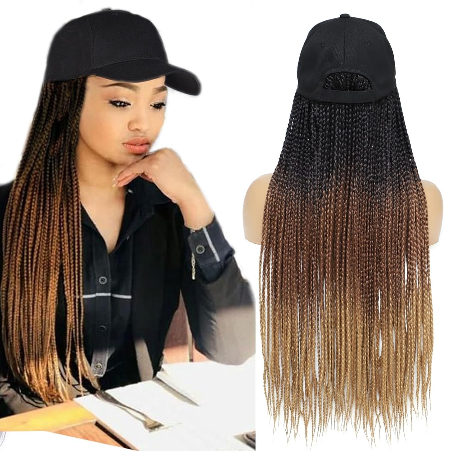 Ombre Braids Baseball Cap Wig with Synthetic Small Box B-53 Hair-image