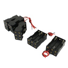 5Pc 6 x 1.5V AAA Capacity Black Plastic Battery Holder Case Box