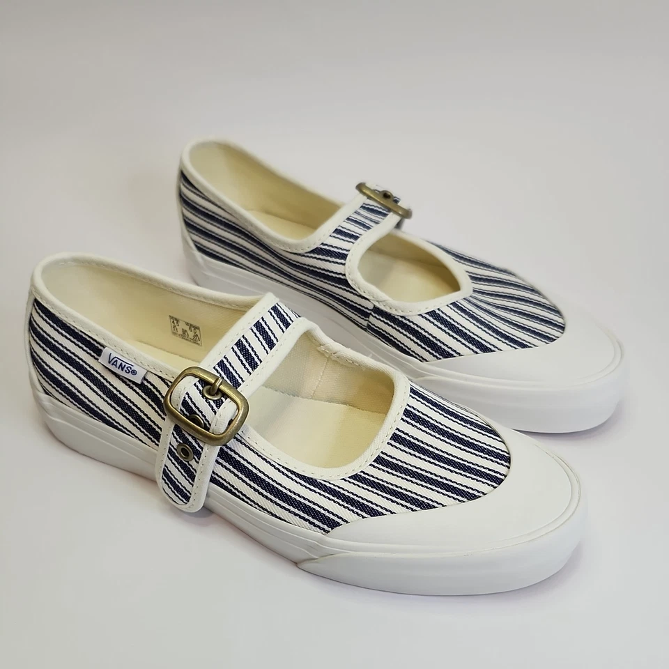 Zapatos VANS Mary Jane para mujer talla 6 EE. UU. francés Riviera garceta a rayas raros usados en excelente estado Foto 3 de 4