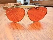 Ray Ban Bausch Lomb BulletHole style Shooter Glasses Gold Frame Pink Lens w/case