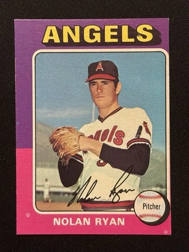 1975 TOPPS NOLAN RYAN #500 VINTAGE BASEBALL CARD HOF EX CALIFORNIA ANGELS MISCUT
