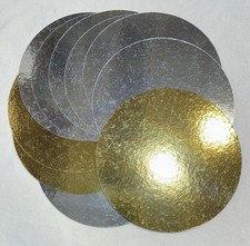 10 x Tavolette per torte rotonde reversibili argento e oro spessore 250 mm - diametro 10'