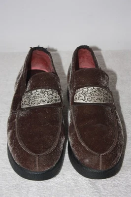 KENZO Mocassins Femme Velours marron Doublées Cuir Petits Talons T 38 BE - Photo 1/4
