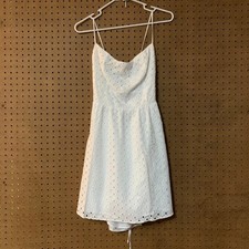 Show Me Your Mumu White Eyelet Lace Up Back Mini Dress XL Bride Bachelorette